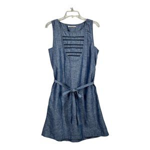 LEVI'S San Francisco Womens Dress Blue Linen/Cotton Belted Sleeveless Sz Medium
